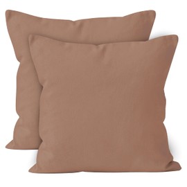 Encasa XO Cotton Throw Pillow Covers Set of 2 I 20x20 in (50x50 cm) - Tan I No Insert I Plain Square Pillowcases I Machine Washable | Indoor Use Only