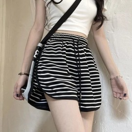 Kids' New Summer Loose Slimming High-Waisted Striped Yoga Sports Shorts Plus XL/Apricot 5ea
