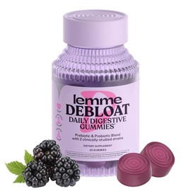 Lemme Debloat - Digestive & Gut Health Gummies with 2 Clinically Studied Probiotics & Prebiotic, Vegetarian, Gluten Free, Non GMO, BlackBerry Flavor (60 Count)