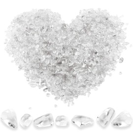 Twdrer 2lb/950g Small Natural White Clear Irregular Shaped Crystal Quartz Rock Tumbled Chips Crushed Stone Healing Reiki Crystal Gemstones for Garden Aquarium Vases Plants Decoration