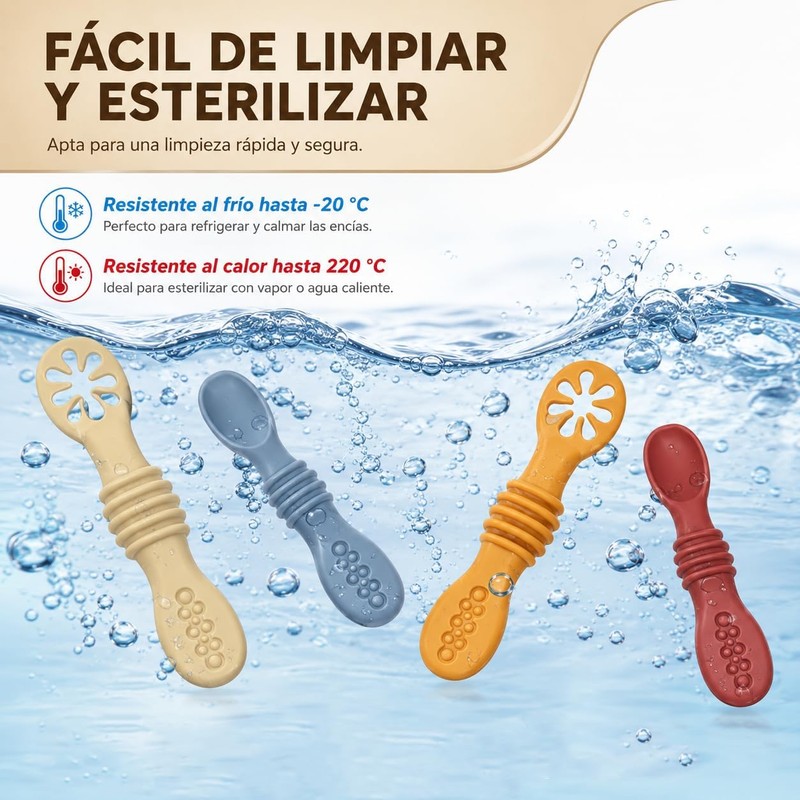 Juego de Cucharas para Bebé 8pcs, Ideales para Entrenar Alimentación