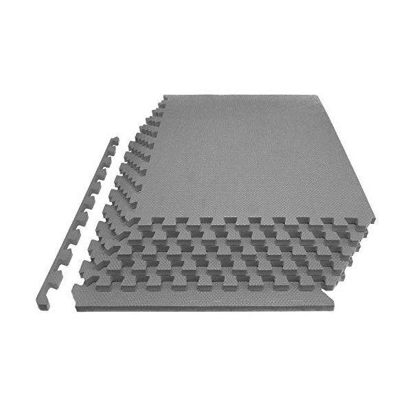 ProsourceFit Extra Thick Puzzle Exercise Mat 1", EVA Foam Interlocking Tiles for Protective, Cushioned Workout Flooring for Home and Gym Equipment, Grey, ps-2296-hdpm-grey