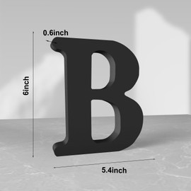 Aruatu 6 Inch Black Wood Letters Unfinished Wood Letters for Wall Decor Decorative Standing Letters Slices Sign Board Decoration for Craft Home Party Projects (B)