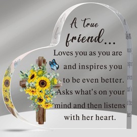 Yulejo Christian Gifts Birthday Friendship Gifts with Quotes A Friend Is God's Way of Proving He Doesn't Want Us to Walk Alone, 6 x 6 x 0.6 Inch(Elegant Style)