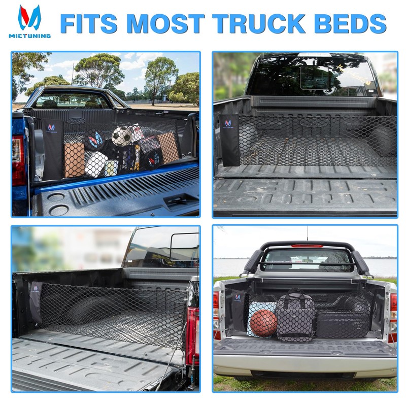 MICTUNING Truck Bed Cargo Net Highly Elastic Cargo Net with