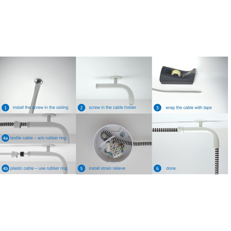 Cable Holder Lamp White Metal | Tight Cable - No