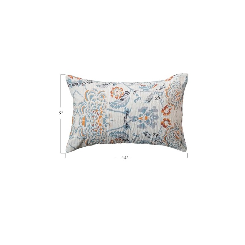 Creative Co-Op Floral Cotton Lumbar Pillow, Multicolor