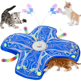Qraxond Interactive Cat Toys for Indoor Cats,[Newly Upgraded] Rechargeable Touch Activated Hide and Seek Kitten Toys for Bored Indoor Adult Cats with Fluttering (Blue)