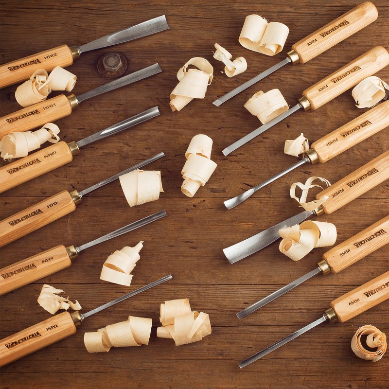 IMOTECHOM 12-Pieces Woodworking Wood Carving Tools Chisel Set with Canvas