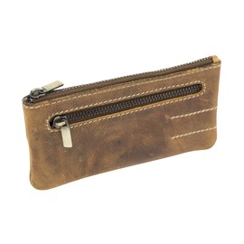 LEAS Key Bag Extra Large with 2 Rings and Gift Box Genuine Leather Cognac Vintage Collection 15 x 8 x 1 cm (W x H x D), Dark Cognac, vintage