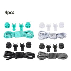 Ajustable Elasticas Deporte Cordones Niños Y Adultos 4 Pzas Negro/gris/blanco/verde