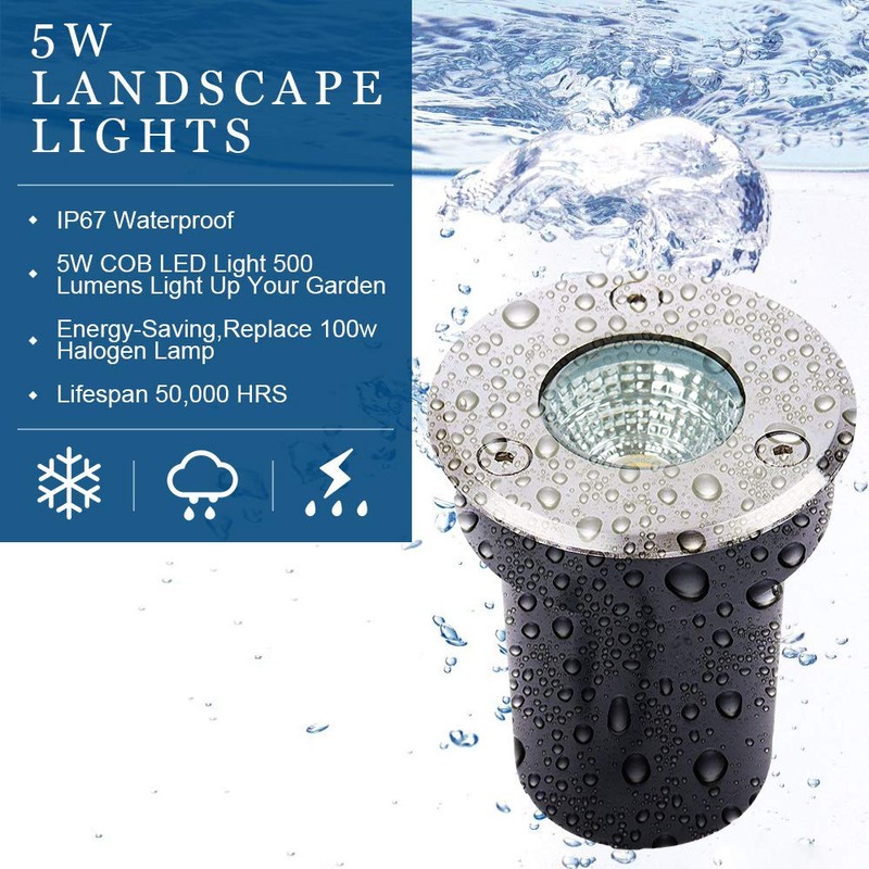 Eleglo Led Landscape Lights (Low Voltage 5W, IP67 Waterproof) -