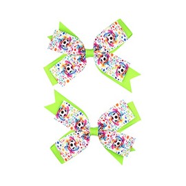 Soccer Ribbon Bow Hair Clips soccer bows Hair Accessories for girls.(FJ27) (Design and colour B)