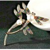 Unbranded Playful DRAGONFLY Friends Rhinestone PEARL Enamel Brooch