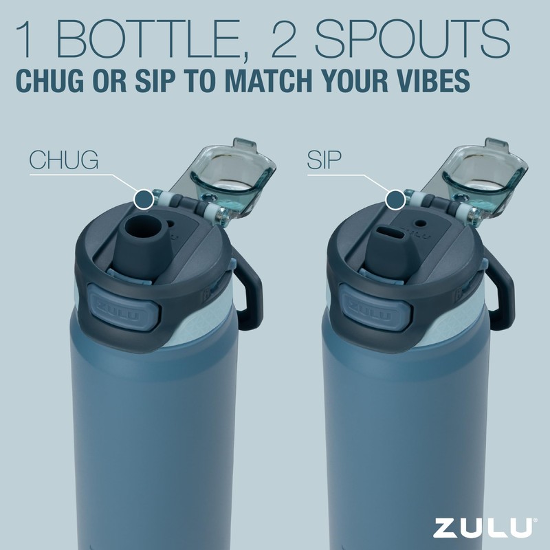 ZULU Powerfill Pro 24oz Stainless Steel Water Bottle with Quick