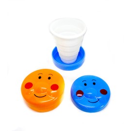 DINY Home & Style Collapsible Cups - Travel and Camping Cups - Happy Face 4 Cups Assorted Colors