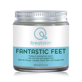 itreatskin Fantastic Feet - Natural Organic Moisturiser and Treatment for Athlete's Foot, Callus, Cracked Heels with Peppermint and Tea Tree Oil - 120 mL