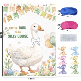Geese Birthday Party Decoration, Stickers at Party White Goose Bow ties Games, Large Poster and 24 Bow ties Themed Birthday Gift Stickers