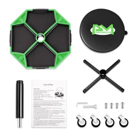 PM PERFORMOTOR Adjustable Height Pneumatic Garage Seat Rolling Mechanic Stool with Tool Tray Storage,300lbs Max Weight Capacity, Green,PM-TOL-ATS-GR