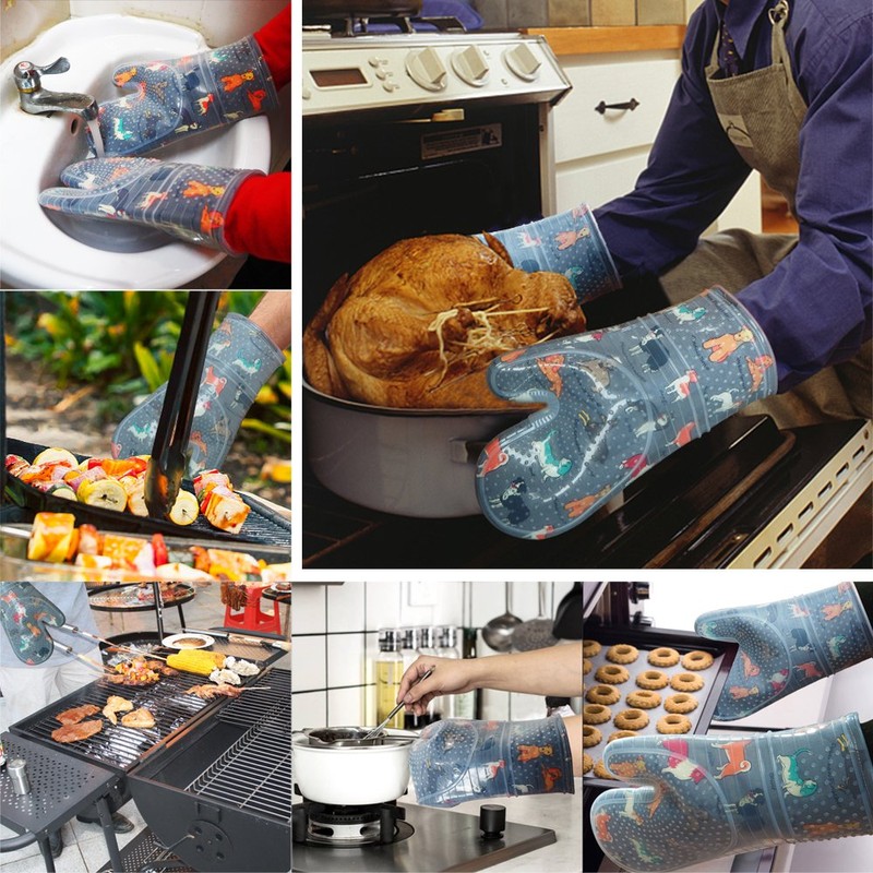 Oven Mitts Set of 2 with Transparent Clear Silicone Shell