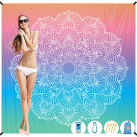 Aroveea Beach Blanket Waterproof Sandproof 1-7 Adult Oversized 78 '' × 81 '' Lightweight Durable Compact Sand Free Beach Mat for Travel Camping Hiking Picnic Blanket Extra Large