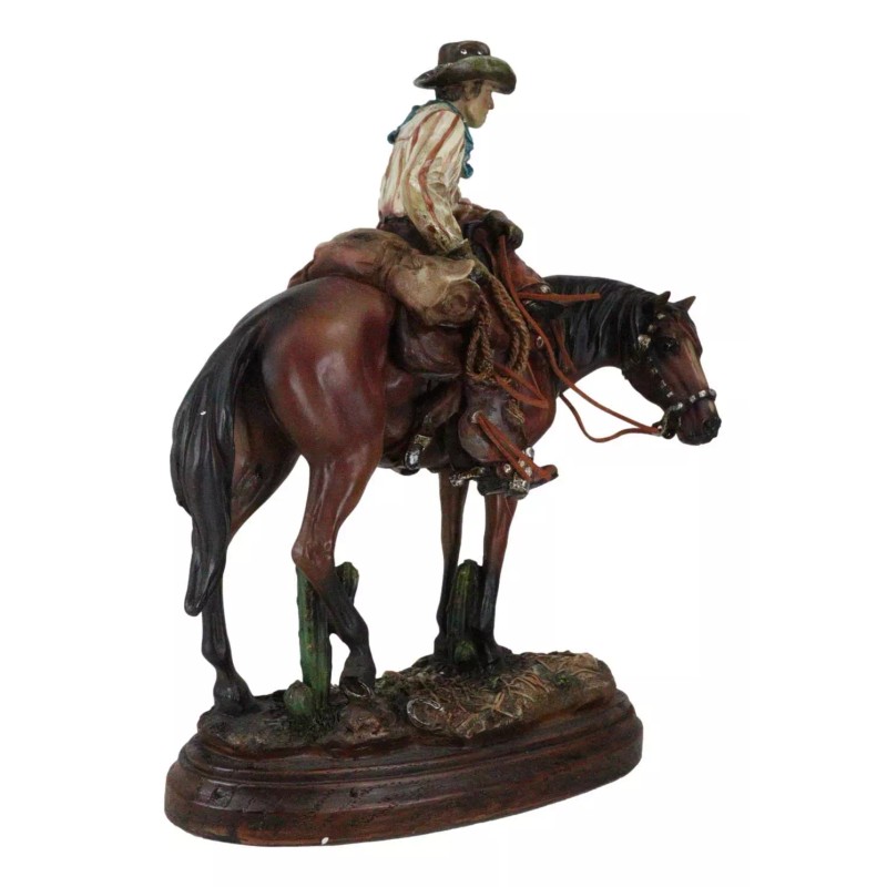 Western Desert Cowboy On Saddleback Brown Stallion Horse By Cactus