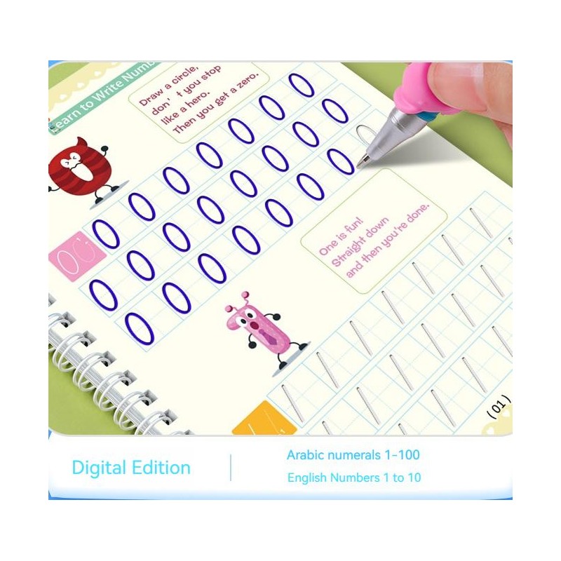4pcs/pack Reusable Handwriting Practice Copybook Set Improve Writing Skills with