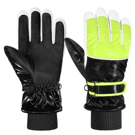 MoKo - Guantes de nieve de invierno para niños, guantes de esquí impermeables con puños elásticos, guantes de esquí para niños, guantes térmicos para niños de 6 a 15 años, esquí, snowboard, trineo