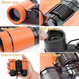 Kid Binoculars Shock Proof Toy Binoculars Set - Bird Watching - Educational Learning - Hunting - Hiking - Birthday Presents -Gifts for Children