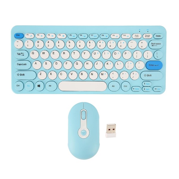 Keyboard and Mouse Combo, Cute Retro Keyboard with Round Keycaps,