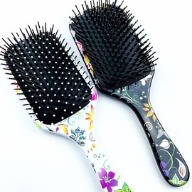Square Floral Hairbrush Large Square Comb Flower Hair Accessories Beauty Tools Hairstyle Brush 1 White / 사각 꽃무늬 헤어브러쉬 대형 사각형 빗 꽃장식 머리 용품 미용 도구 헤어스타일 브러시 1 화이트