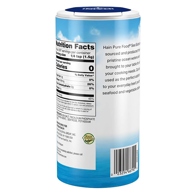 Hain Pure Foods Iodized Sea Salt, 21 Oz