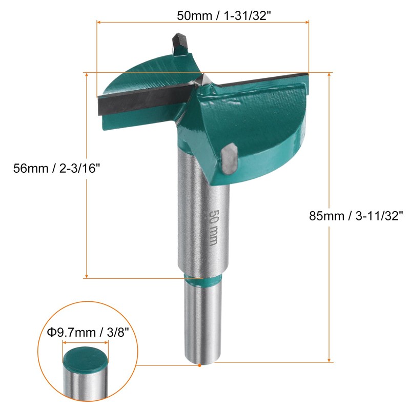 HARFINGTON Forstner Drill Bit 1-31/32" (50mm) Tungsten Carbide Wood Drill