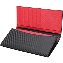 Number7, Carbon Leather Long Wallet for Men, Bifold, Brand, Long Wallet, Men's, Just Right, Leather, Available in 4 Colors - red -