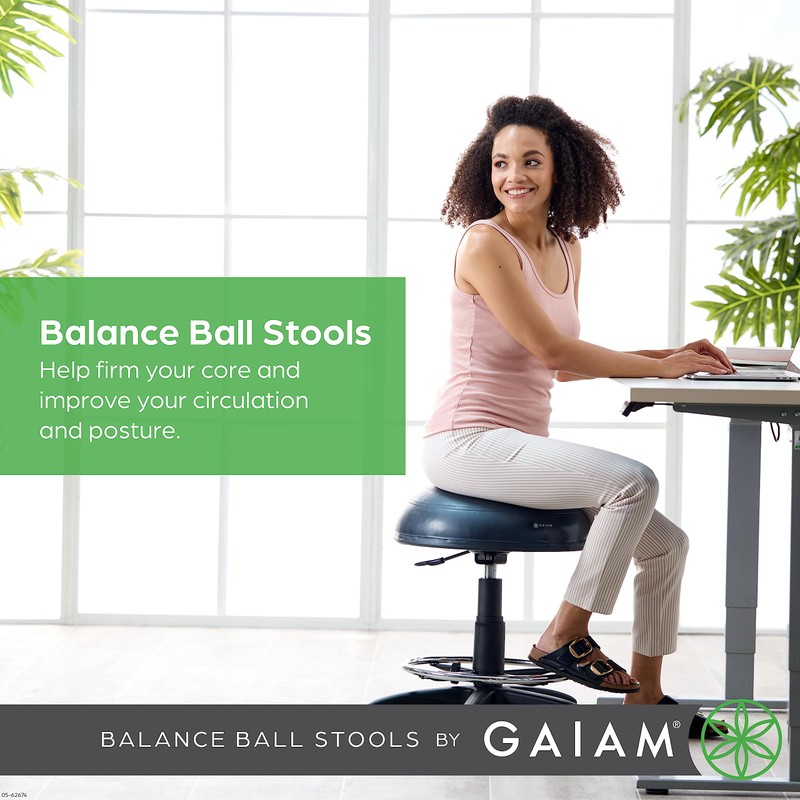 Gaiam Balance Ball Chair Stool, Half-Dome Stability Ball Adjustable Swivel
