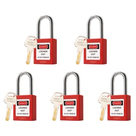 TAEGIQI 5 Red Lockout Tagout Locks Set,Loto Locks Keyed Alike,OSHA Compliant Safety Padlocks for Lock Out Tag Out Kits(Red,Keyed Alike)