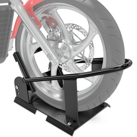 Nilight Motorcycle Wheel Chock 1800 lbs Capacity Wheel Cradle Holder Heavy-Duty Standard Steel Motorcycle Front Wheel Stand with 3 Adjustable Holes for 15"-21" Off-Road Motorcycles Black