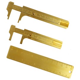 Hyamass 3Pcs Brass Vernier Caliper Pocket Caliper Handy Caliper Measuring Mini Tool Double Scale Sliding Gauge Metal Pocket Ruler for Bead Wire Jewels Rings Measurement(80mm,100mm,120mm)