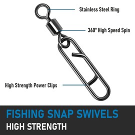 Dr.Fish 20 Pack Fishing Clips with Swivels, Speed Power Clips with Barrel Swivels Quick Change Lure Snap Swivels Fishing Tackle Leader Line Connector for Freshwater & Saltwater 6#