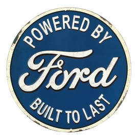 Open Road Brands Ford Built to Last Round Embossed Metal Sign