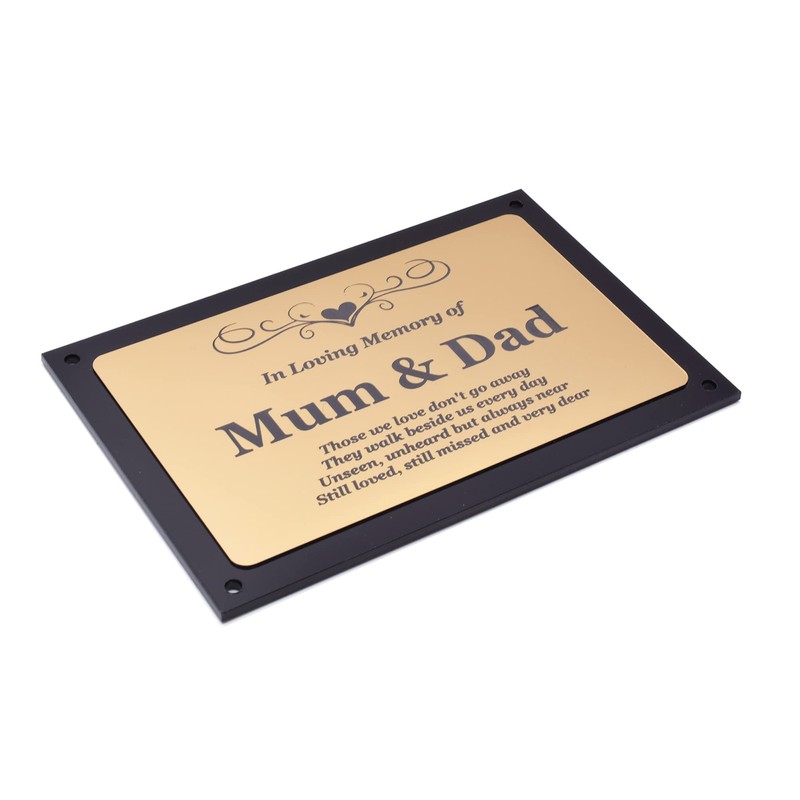 OriginDesigned Beautifully Engraved Mum & Dad Memorial Plaque - Indoor