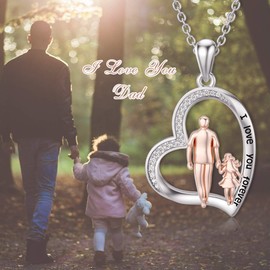 enjoylifecreative S925 Sterling Silver Daughter Heart Pendant Necklace from Dad Mom I Love You Forever Birthday Graduation Jewellery Gift