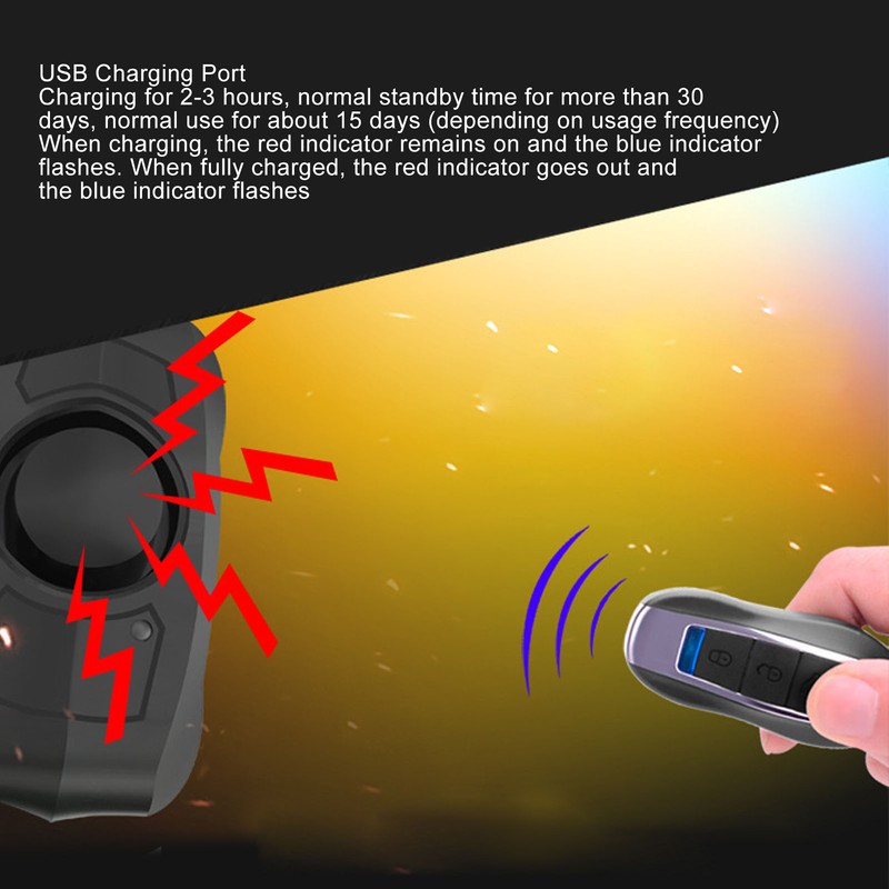 Electric Vehicle Alarm USB Charging Bike Wireless Remote Control Vibration