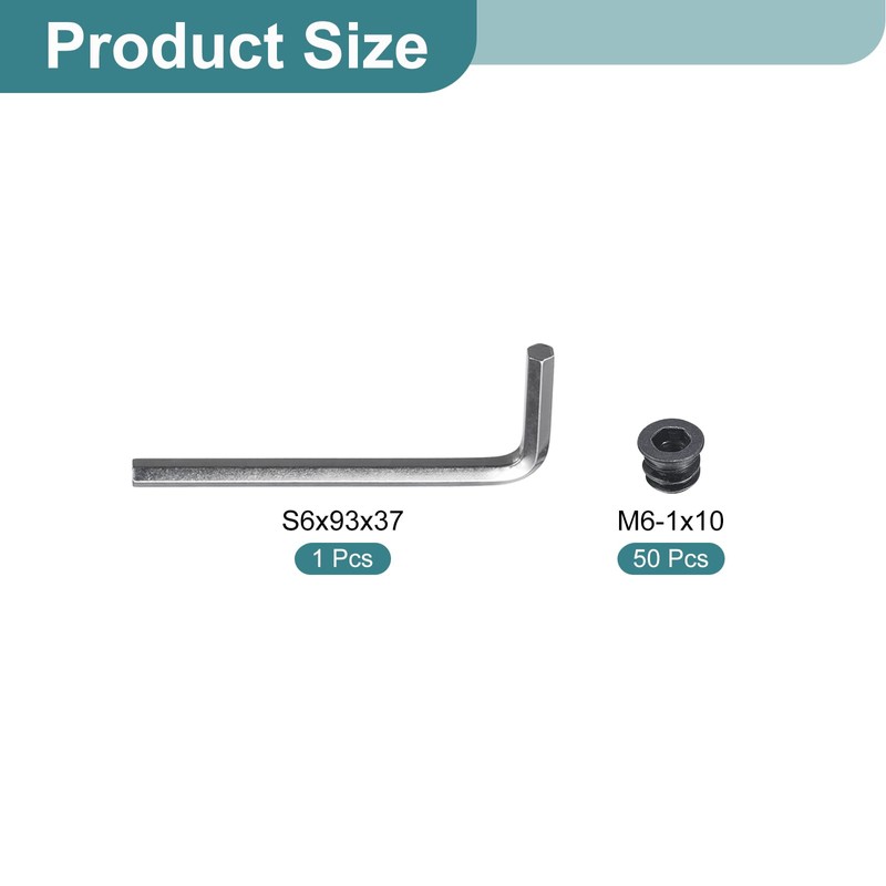 sourcing map 50Pcs Threaded Inserts, M6-1x10 Zinc Plated Carbon Steel