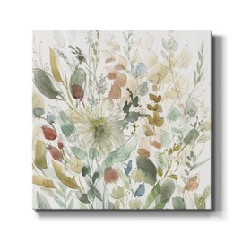 Wexford Home Square Premium Gallery Wrapped Canvas Flower Multicolor Wall Art Abstract Floral Romance Modern Pictures Print for Home Office, Ready to Hang, linen wildflower garden, 32x32