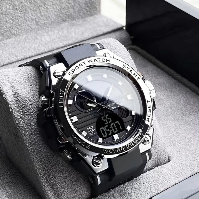LED Sports Watch Electric Luminous Shook Proof Multi Function Quartz