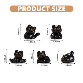 Rislobx Black Cat Car Dashboard Decorations, 5PCS Cute Cat Rearview Mirror Decor, Fun Car Interior Ornament Accessories for Women (Black)