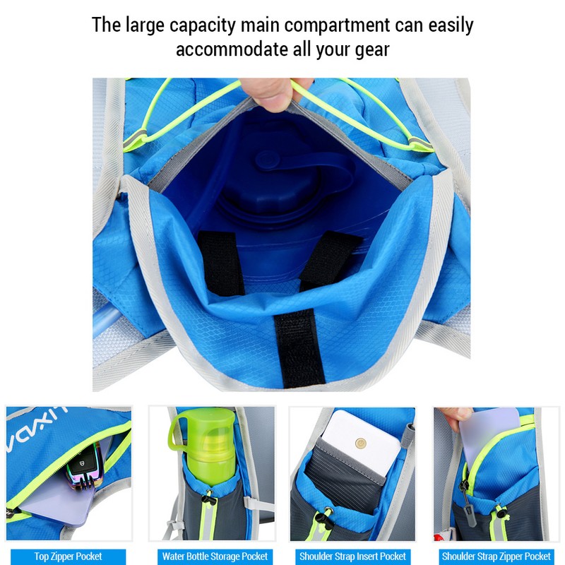 Nylon Hydration Backpack Water Backpack with 2L Hydration Bladder for