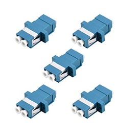 LC Fiber Optic Adapter - LC to LC Duplex Singlemode Coupler - 5 Pack - Blue
