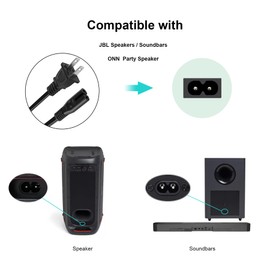 TPLTECH Power Cord for JBL PartyBox 100 110 200 300 310 710 1000 On-The-Go Speaker, ONN Party Speaker, JBL Soundbar 2 Prong Power Cable Replacement